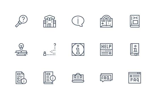 conocimiento base visual paquete conteniendo 15 regular línea íconos compacto icono conjunto vector