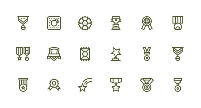 Strong Stroke Line Style Commendation Icons with 18 Vectors Icon Set