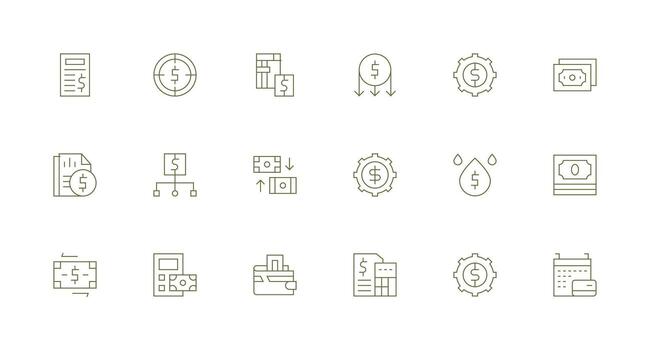 Cashflow featuring 18 Icons in Minimal Line Design Icon Set for Web vector