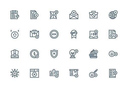 Denied Icon Set with 24 Thick Line Line Graphics Neatly Designed Icons for Web Platforms vector