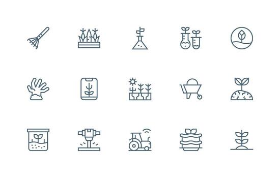 Soil Icon Collection with 15 Regular Line Designs Multi-Style Icons for Creative Projects vector