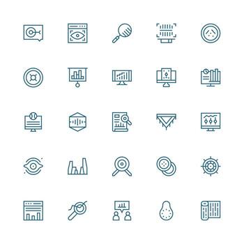 25 Icons for Visualization in Medium Stroke Outline Format Detailed Icon Collection for Design Systems vector