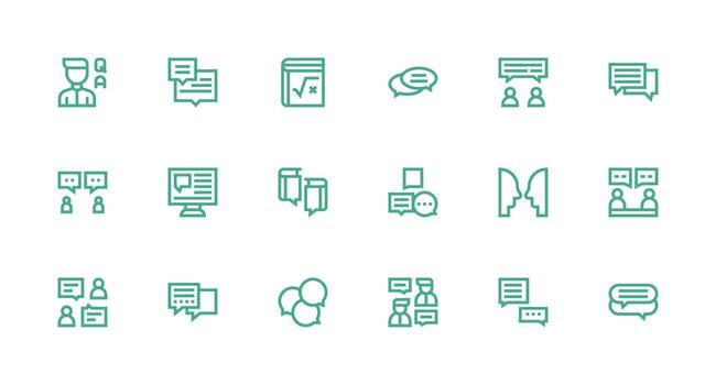 18 íconos para responder en fuerte carrera línea formato flexible icono sistema para web interfaces vector