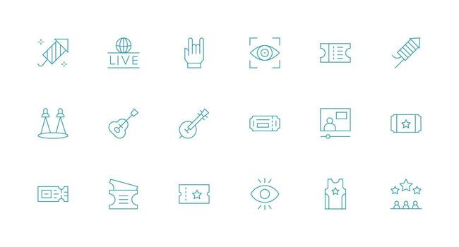 18 Minimal Line Icons for Show Graphics Pixel Perfect Icon Set vector