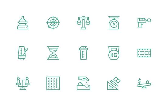 Measure Icon Collection with 15 Regular Line Designs Dashboard Icon Series vector