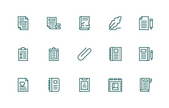 15 Regular Line Vectors for Memo Theme Minimal Icon Pack