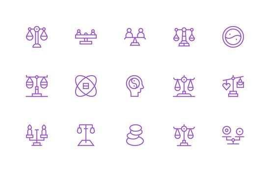 15 Equilibrium Icons in Regular Line Aesthetic High-Resolution Icons for Any Platform vector