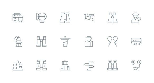 mínimo línea estilo Turismo íconos con 18 vectores estilo icono conjunto
