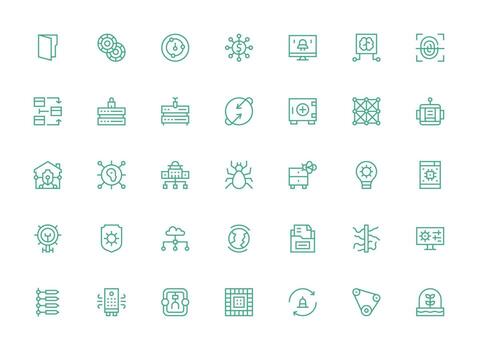 35 Regular Clean Line Vectors for System Theme Flexible Icon System for Web Interfaces