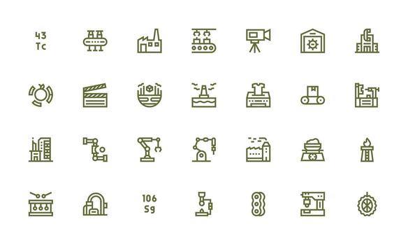 28 Icons for Production in Bold Line Format Customizable Icon Series for Mobile Screens vector