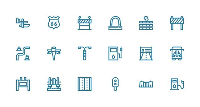 18 autopista íconos en fuerte carrera línea estético flexible icono sistema para web interfaces vector