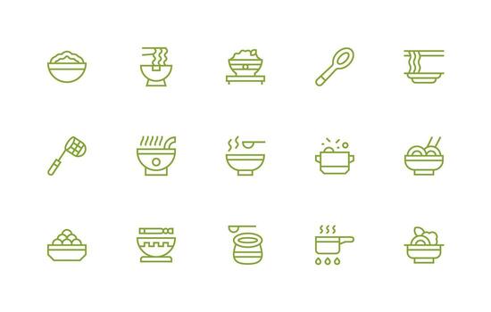 Soup Set with 15 Regular Line Icons Multi-Purpose Icon Pack for Templates vector