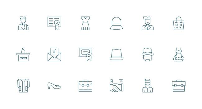 18 Icons for Formal in Minimal Line Format Icon Pack for Various Themes vector