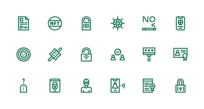 autenticación visual paquete conteniendo 18 fuerte carrera línea íconos esencial icono conjunto para equipos vector