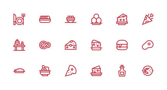 Appetizer Icon Collection with 18 Strong Stroke Line Designs Icon Set for Web vector