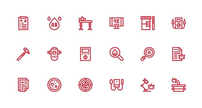 18 íconos para pruebas en fuerte carrera línea formato moderno icono conjunto vector