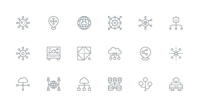 18 mínimo línea vectores para repartido tema inteligente icono colección