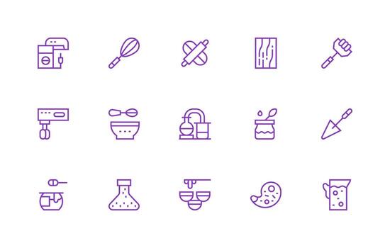 15 regular línea estilo íconos desde mezcla colección ordenado icono conjunto vector