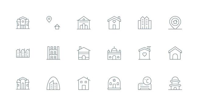 Minimal Line Icons from Residence Set with 18 Vectors Balanced Icon Set for Functional Design