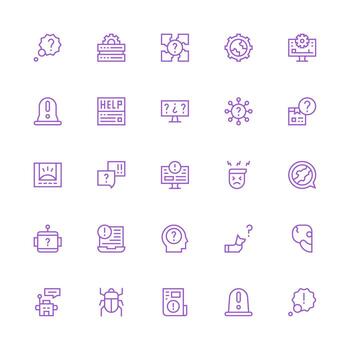 25 Icons for Troubleshooting in Medium Stroke Outline Format Icon Collection Set vector