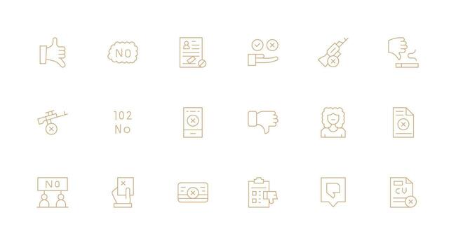 Refusal featuring 18 Icons in Minimal Line Design Well-Structured Icons for Creative Use vector