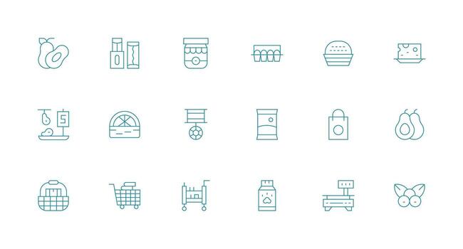 Grocery including 18 Minimal Line Illustrations Clean Icon Collection for Web Use vector