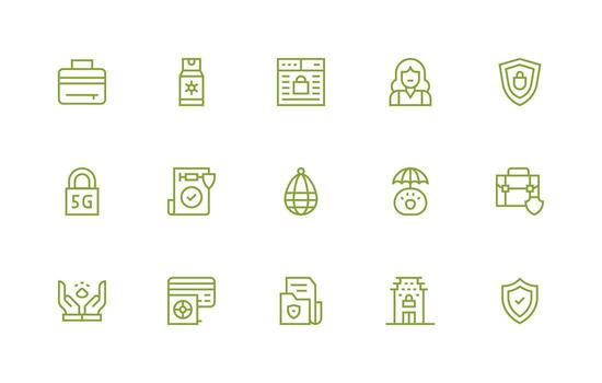 Protected Icon Set with 15 Regular Line Graphics Professional Icon Pack for Development Work vector
