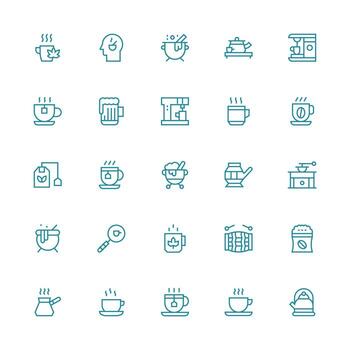 Medium Stroke Outline Style Brew Icons with 25 Vectors Reusable Icon Set