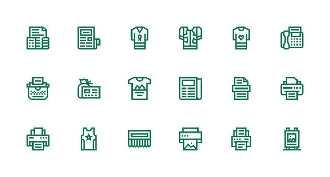 Print Set with 18 Strong Stroke Line Icons Complete Icon Set for Mobile Apps vector
