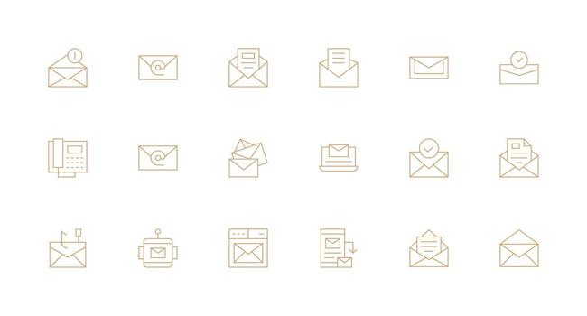 Minimal Line Style Electronic Mail Icons with 18 Vectors Scalable Icon Pack