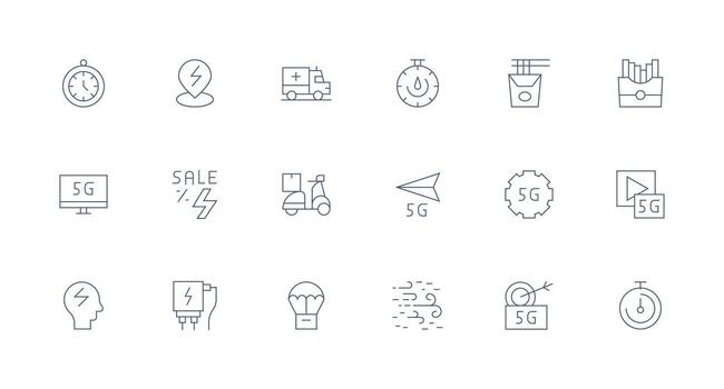 Fast Design Icons featuring 18 in Minimal Line Style Professional Icon Pack for Development Work vector
