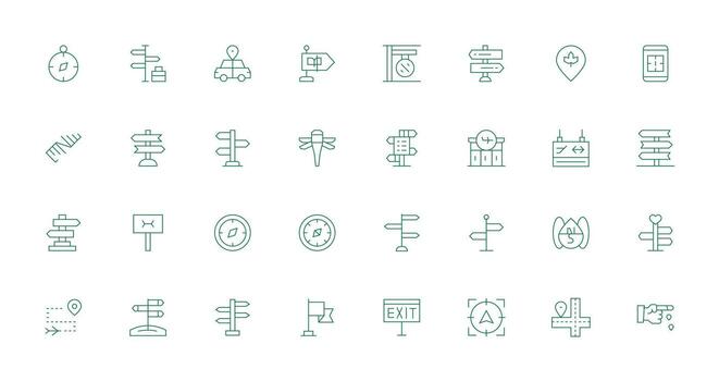 Wayfinding Set with 32 Thin Line Icons Clean Icon Set Icon Pack for UI Projects vector