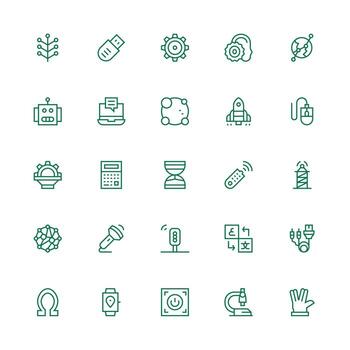 25 Medium Stroke Outline Icons for Technology Graphics Reusable Icon Set vector