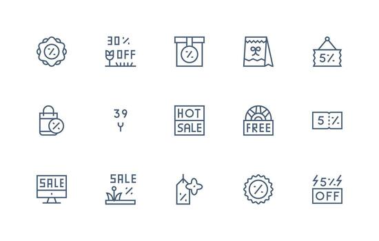 15 Regular Line Icons for Special Offer Graphics Sharp Icons for Presentations vector