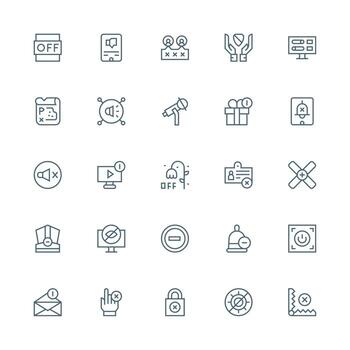 Disable Visual Pack containing 25 Medium Stroke Outline Icons Sharp Icons for Presentations vector