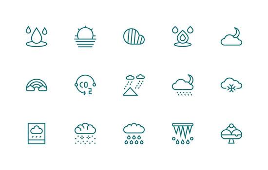 atmósfera icono conjunto con 15 regular línea gráficos lleno icono biblioteca para ui diseñadores vector