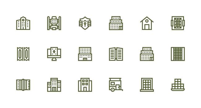 fuerte carrera línea estilo ventanas íconos con 18 vectores núcleo icono colección para diario Tareas