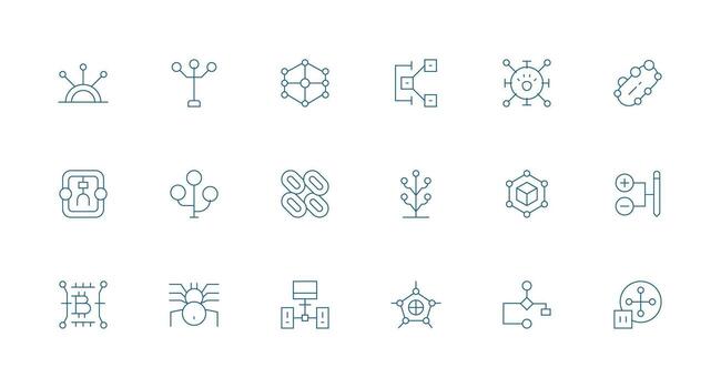 18 Minimal Line Icons for Node Graphics Smart Icon Collection vector