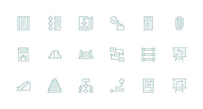 18 Minimal Line Icons for Steps Graphics Multi-Style Icons for Creative Projects vector