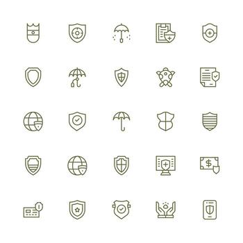 Safeguard Design Icons featuring 25 in Medium Stroke Outline Style Neatly Designed Icons for Web Platforms vector