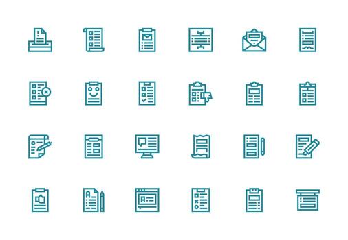 Questionnaire featuring 24 Icons in Thick Line Line Design Flexible Icon System for Web Interfaces vector