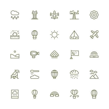 25 Medium Stroke Outline Icons for Sky Graphics Neatly Designed Icons for Web Platforms vector