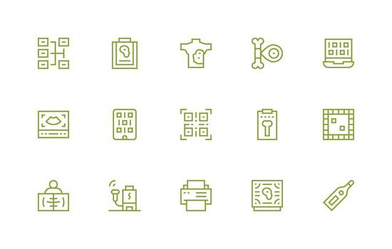 Scan including 15 Regular Line Illustrations UI and UX Focused Icon Collection vector