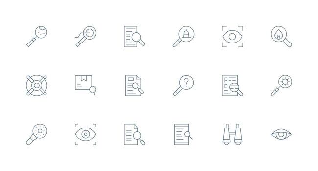 Examine featuring 18 Icons in Minimal Line Design Simple Icons for Interface and Wireframes vector