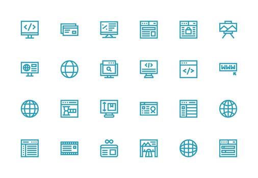 web página icono conjunto con 24 grueso línea línea gráficos reutilizable icono conjunto vector
