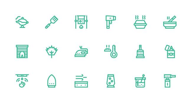 Strong Stroke Line Icons from Heat Set with 18 Vectors Essential Icon Set for Teams