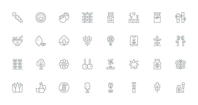 Organic Design Icons featuring 32 in Thin Line Style Clear and Concise Icon Set Collection vector