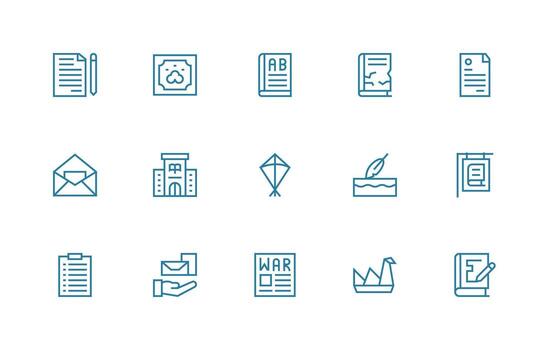 15 Regular Line Style Icons from Paper Collection Responsive Icon Set for Flexible Layouts vector