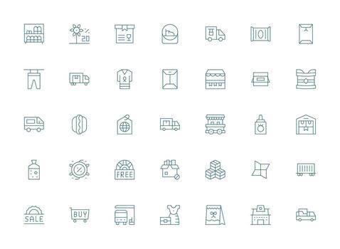 Merchandise featuring 35 Icons in Light Line Design Flexible Icon System for Web Interfaces vector