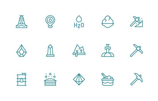 regular línea íconos desde mineral conjunto con 15 vectores simplificado icono paquete para visual herramientas
